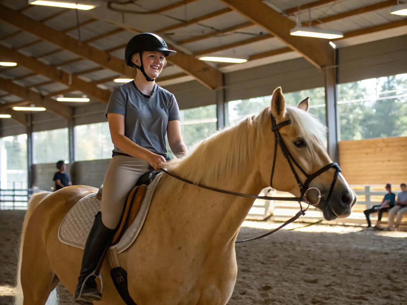 An image of a horse undergoing a rehabilitation session, with a focus on gentle exercises and attentive care. The setting is a serene and well-equipped equestrian facility, emphasizing the system's commitment to injury prevention and recovery.